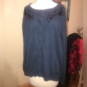 NWOT Torrid Disney SZ 5 NAVY Blue Alice in Wonderland Silhouette Cardigan